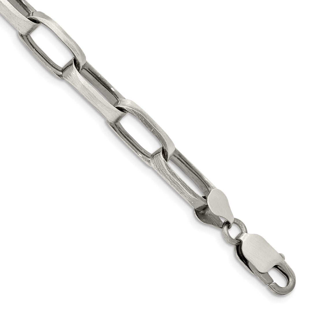 Sterling Silver Antiqued 8mm Elongated Open Link Bracelet 8 Inch