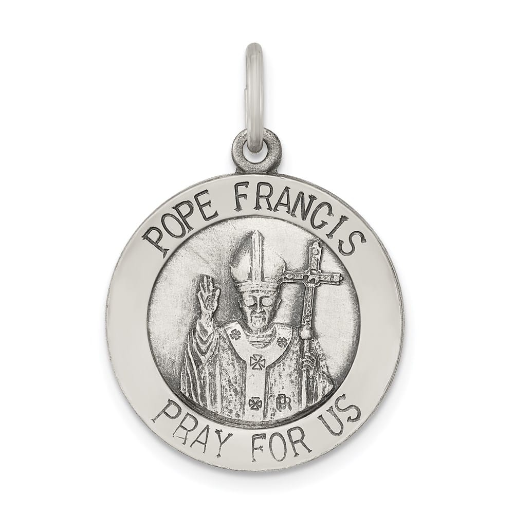 Sterling Silver Antiqued and Brushed Pope Francis Medal