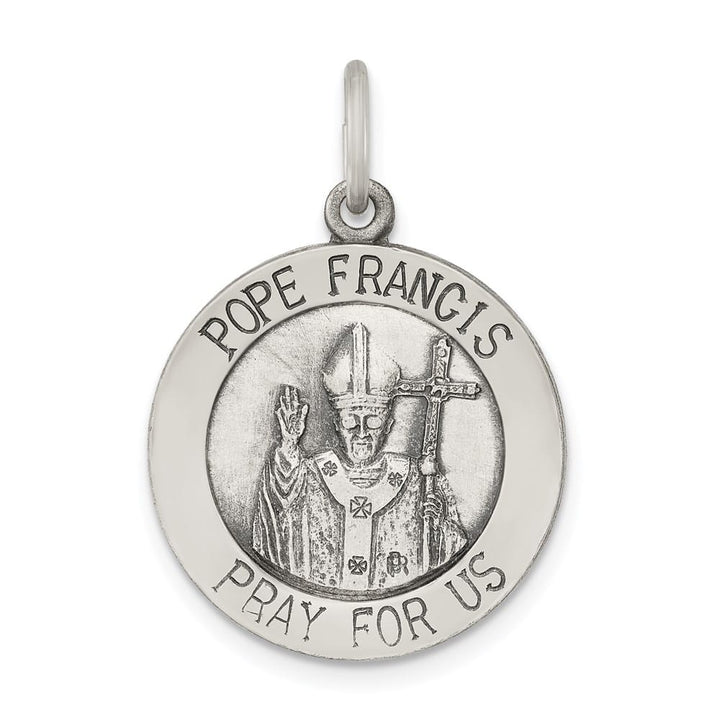 Sterling Silver Antiqued and Brushed Pope Francis Medal