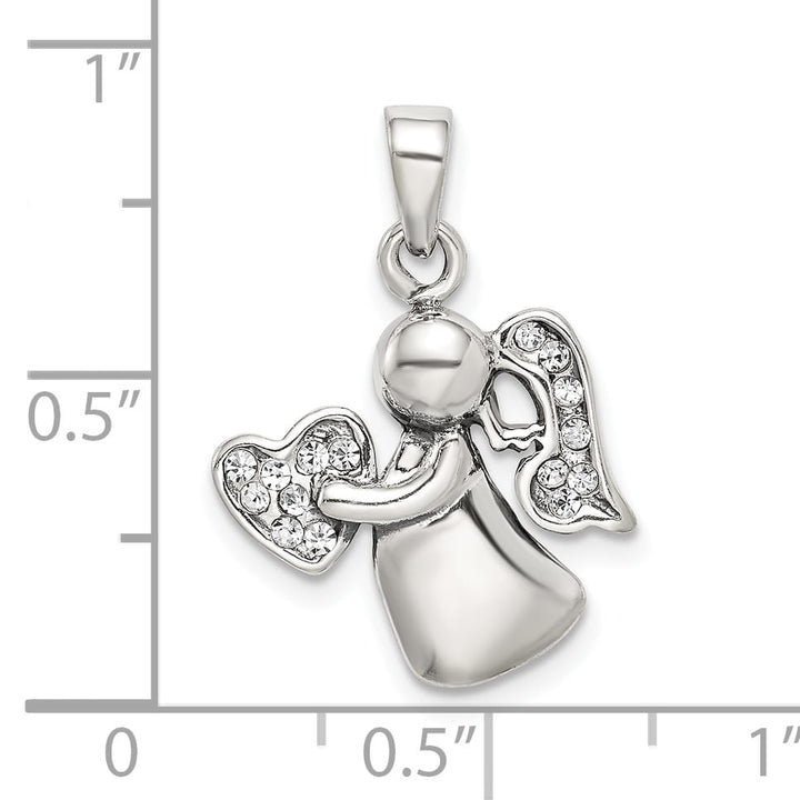 Sterling Silver Antiqued and CZ Angel Charm