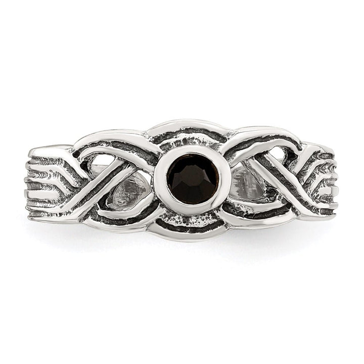 Sterling Silver Antiqued Black CZ Toe Ring