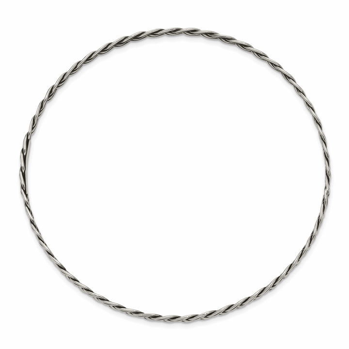 Sterling Silver Antiqued Braided 3.5mm Slip-on Bangle