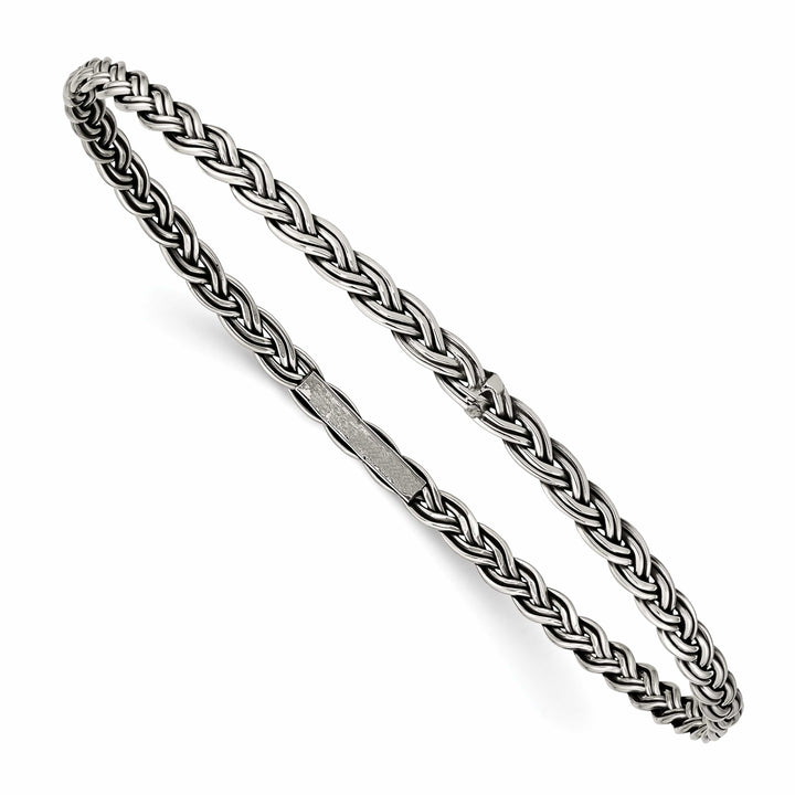 Sterling Silver Antiqued Braided 3.5mm Slip-on Bangle