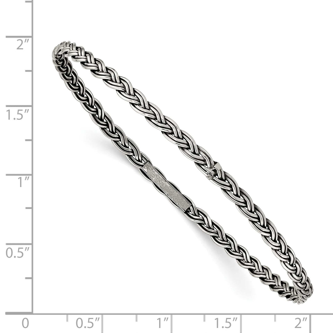 Sterling Silver Antiqued Braided 3.5mm Slip-on Bangle