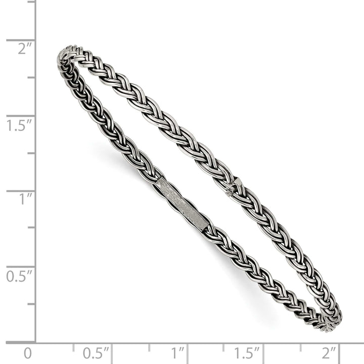 Sterling Silver Antiqued Braided 3.5mm Slip-on Bangle