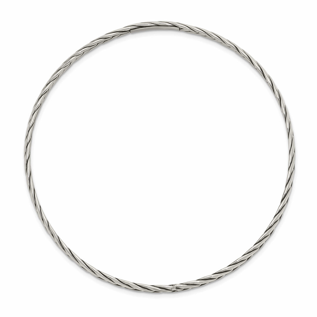 Sterling Silver Antiqued Braided 3mm Slip-on Bangle