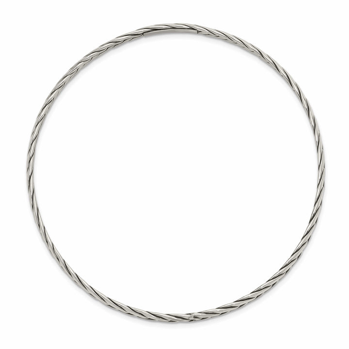 Sterling Silver Antiqued Braided 3mm Slip-on Bangle