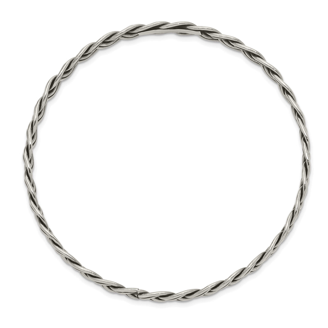 Sterling Silver Antiqued Braided 5.25mm Slip-on Bangle
