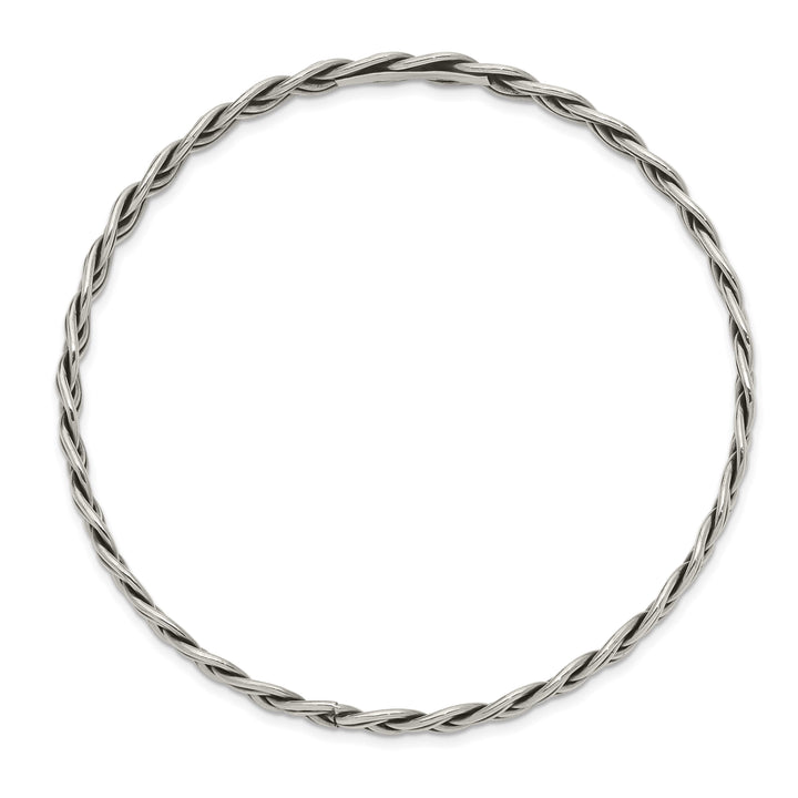 Sterling Silver Antiqued Braided 5.25mm Slip-on Bangle