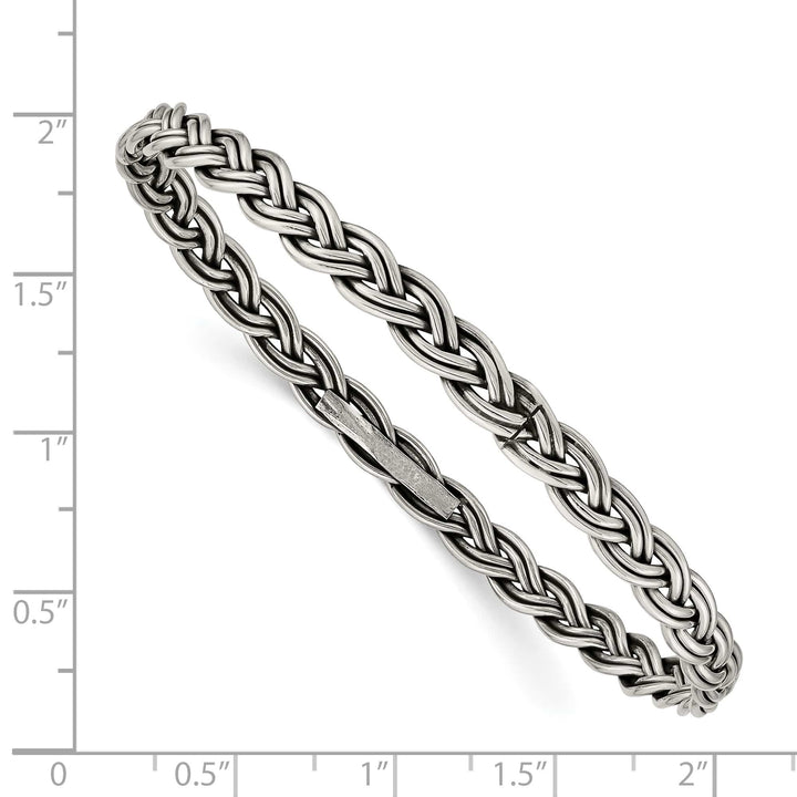 Sterling Silver Antiqued Braided 5.25mm Slip-on Bangle