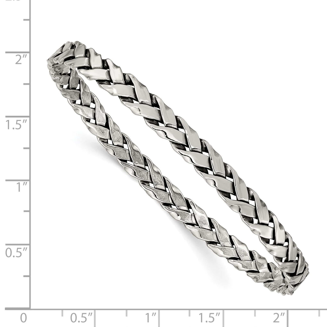 Sterling Silver Antiqued Braided 5.25mm Slip-on Bangle