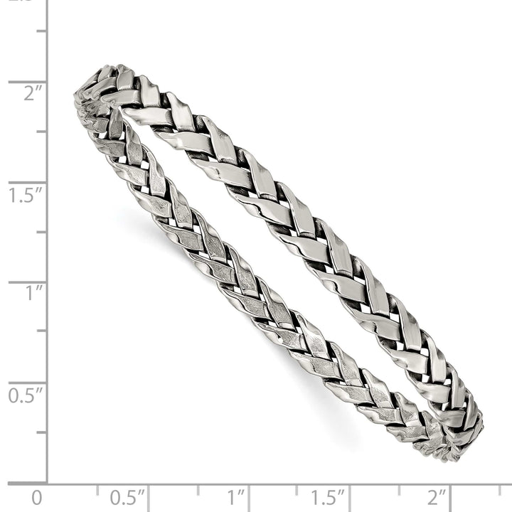 Sterling Silver Antiqued Braided 5.25mm Slip-on Bangle
