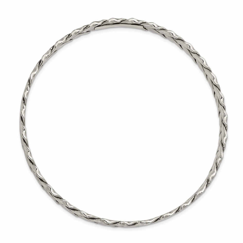 Sterling Silver Antiqued Braided 5.25mm Slip-on Bangle