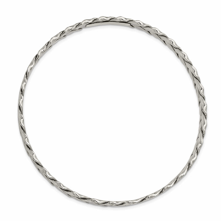 Sterling Silver Antiqued Braided 5.25mm Slip-on Bangle