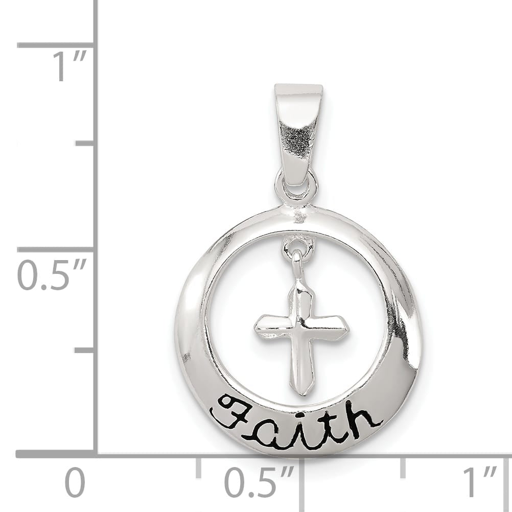 Sterling Silver Antiqued Faith with Cross Pendant