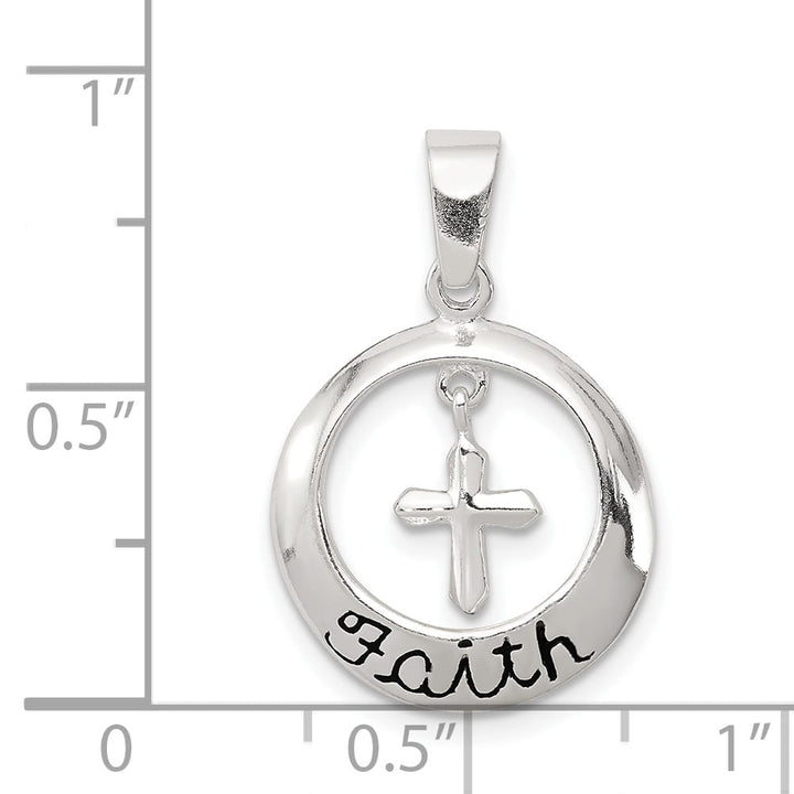 Sterling Silver Antiqued Faith with Cross Pendant