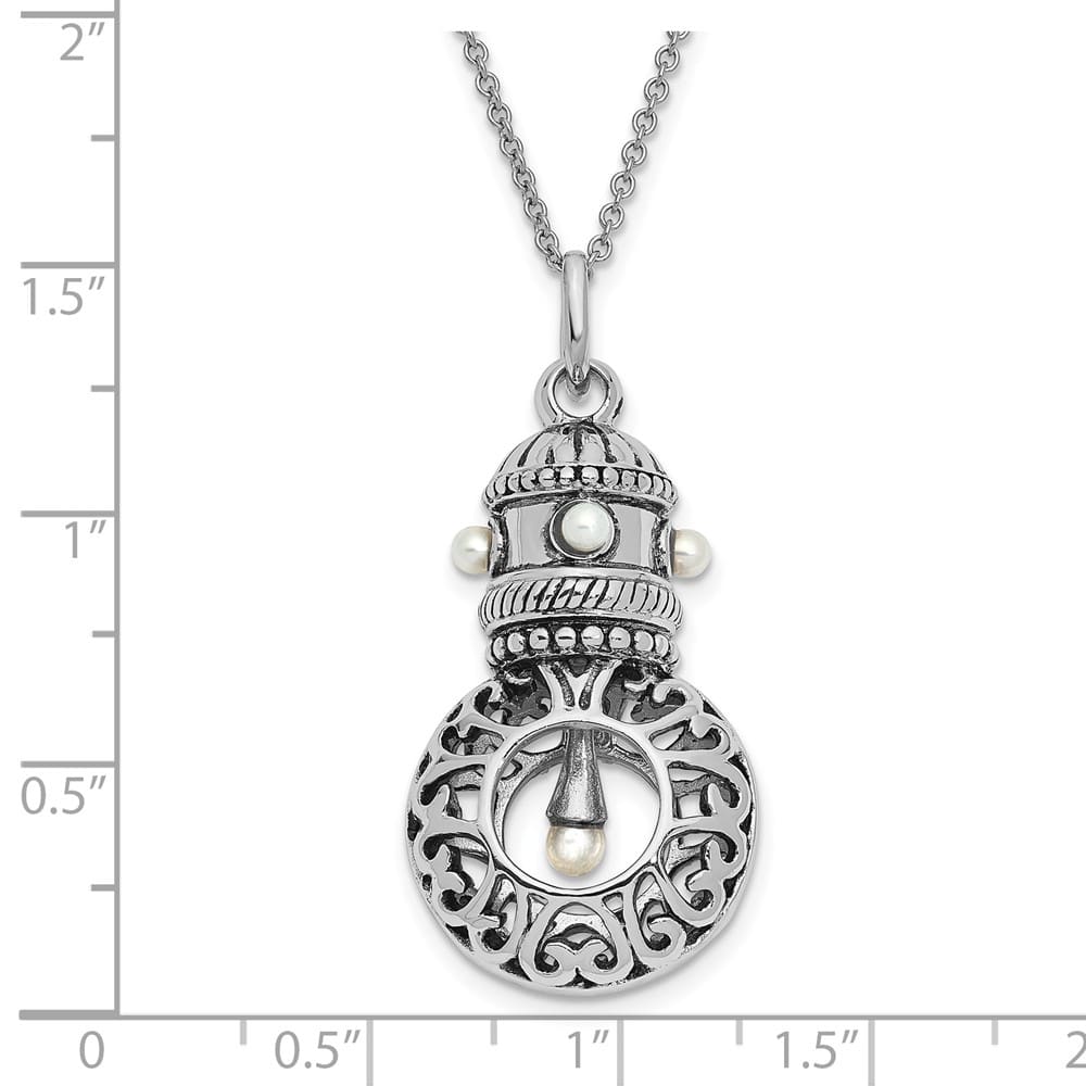 Sterling Silver Antiqued Fw Cultured Pearls of Wisdom 18 inch Necklace
