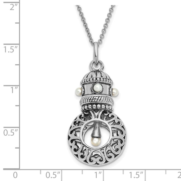 Sterling Silver Antiqued Fw Cultured Pearls of Wisdom 18 inch Necklace