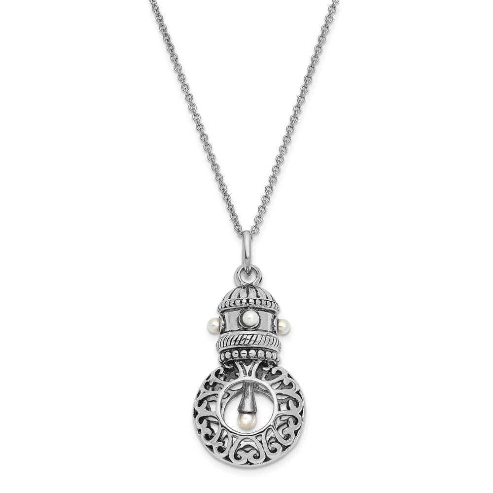 Sterling Silver Antiqued Fw Cultured Pearls of Wisdom 18 inch Necklace