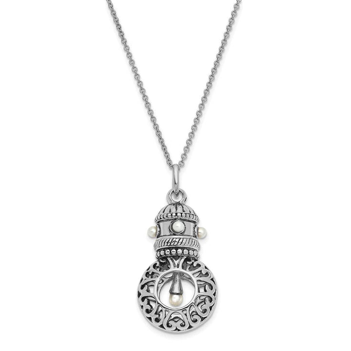 Sterling Silver Antiqued Fw Cultured Pearls of Wisdom 18 inch Necklace