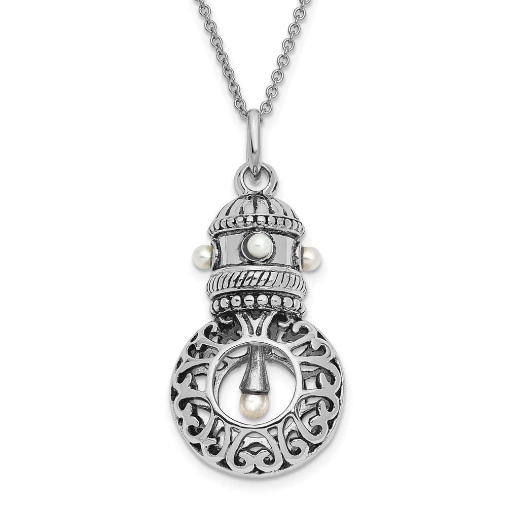 Sterling Silver Antiqued Fw Cultured Pearls of Wisdom 18 inch Necklace