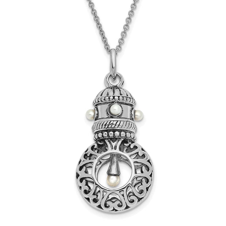Sterling Silver Antiqued Fw Cultured Pearls of Wisdom 18 inch Necklace