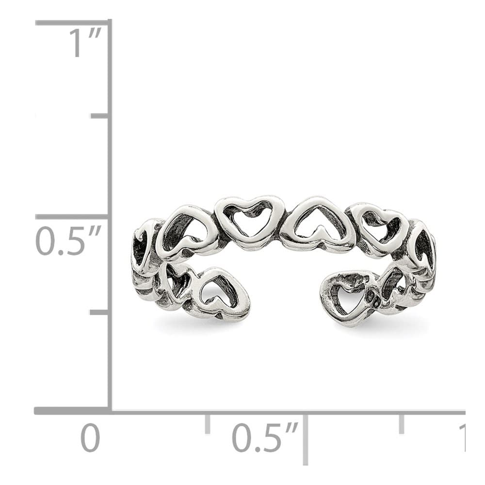 Sterling Silver Antiqued Heart Toe Ring