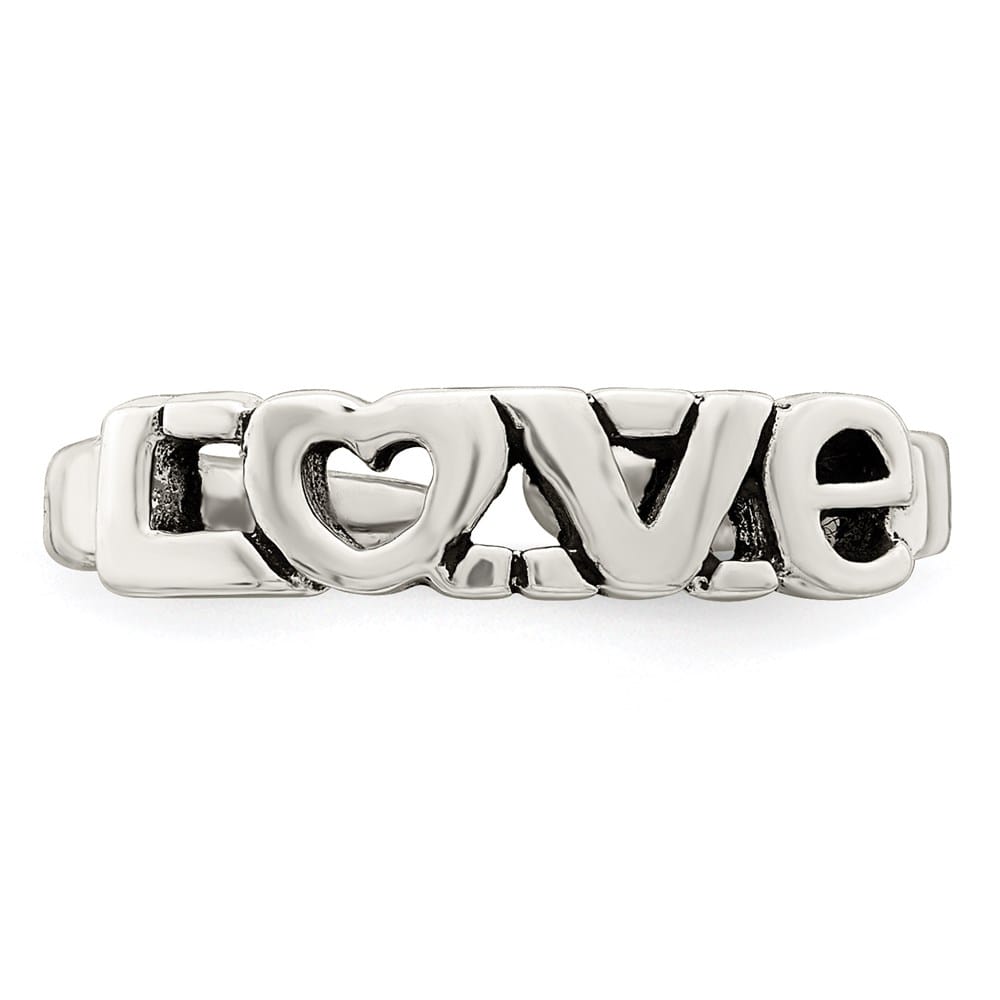 Sterling Silver Antiqued Love Toe Ring