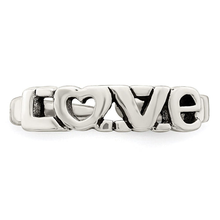 Sterling Silver Antiqued Love Toe Ring