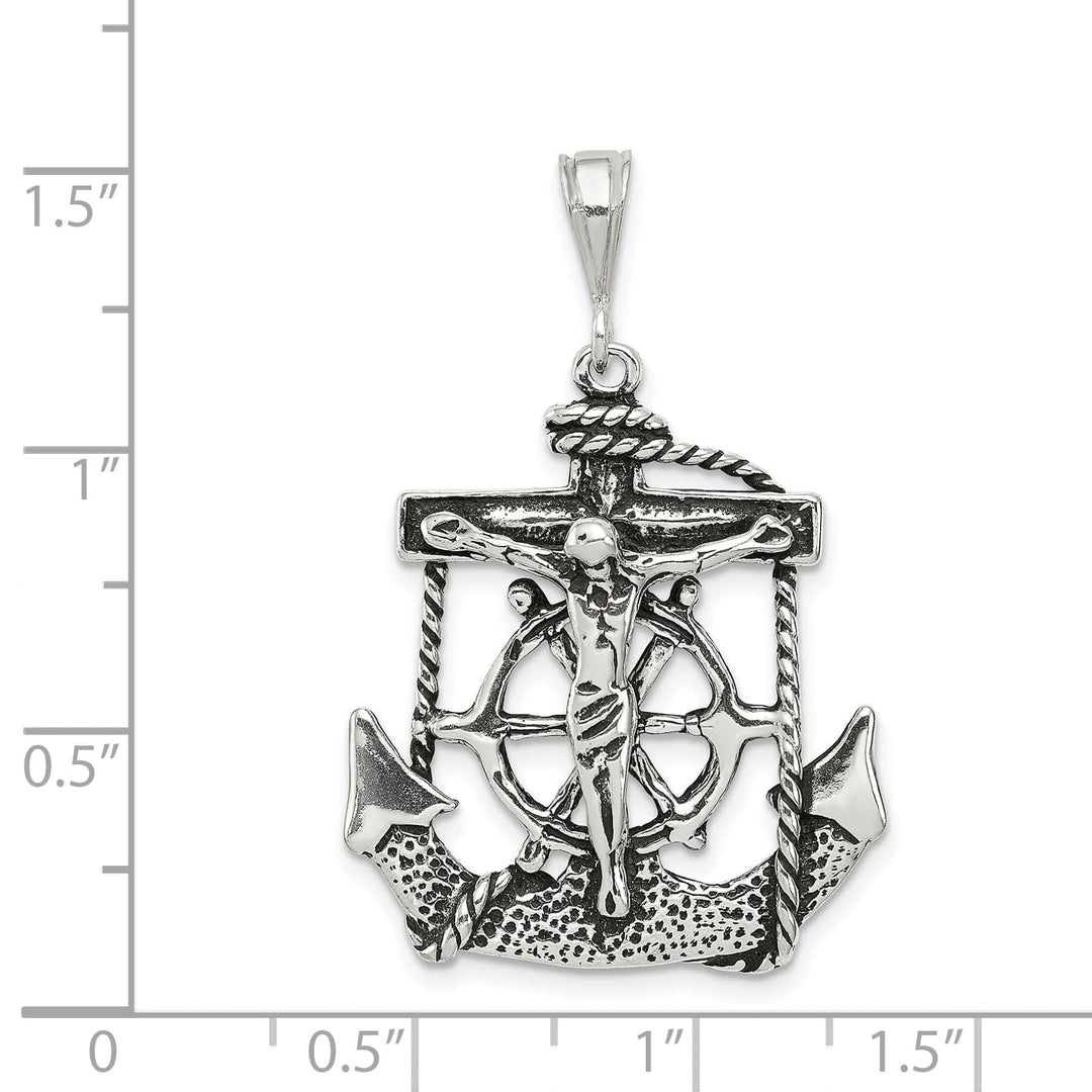 Sterling Silver Antiqued Mariner Crucifix Charm