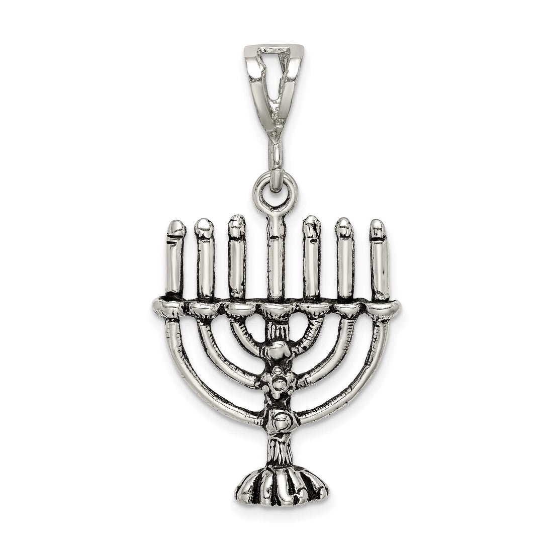 Sterling Silver Antiqued Menorah Charm