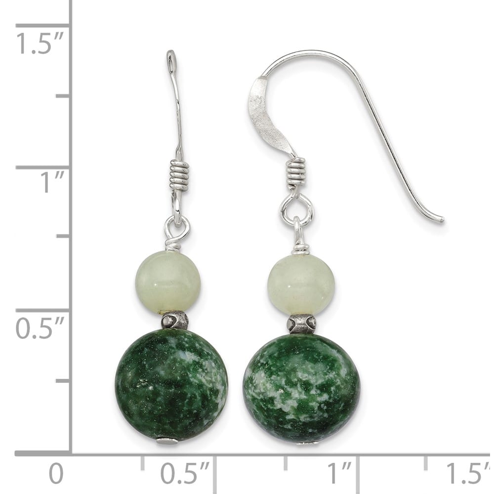 Sterling Silver Antiqued Moss Agate & Green Quartz Dangle Earrings, view 4 of 4
