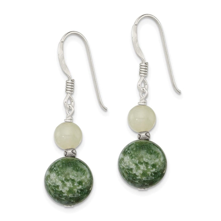 Sterling Silver Antiqued Moss Agate & Green Quartz Dangle Earrings, view 2 of 4