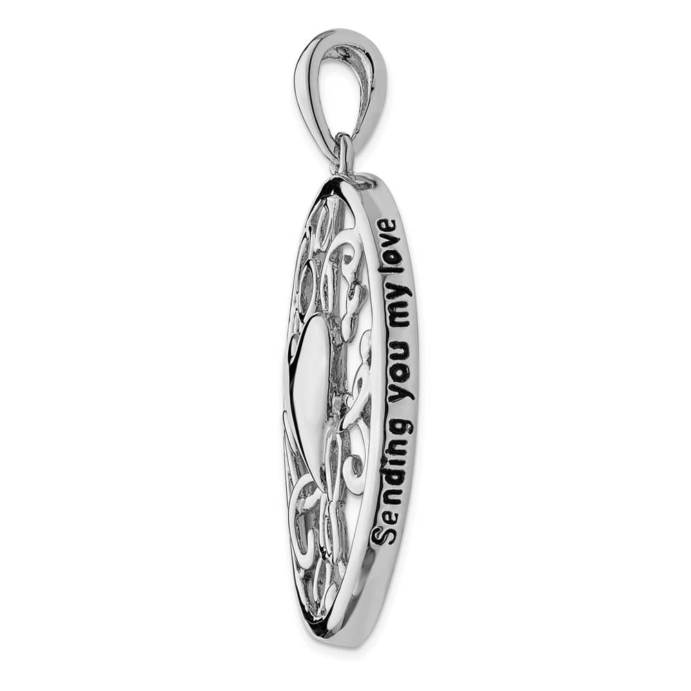 Sterling Silver Antiqued Sending You My Love Heart 18 inch Necklace