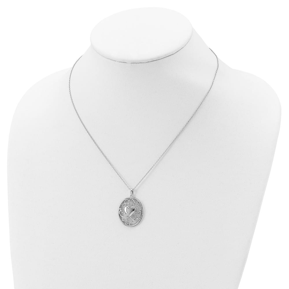 Sterling Silver Antiqued Sending You My Love Heart 18 inch Necklace
