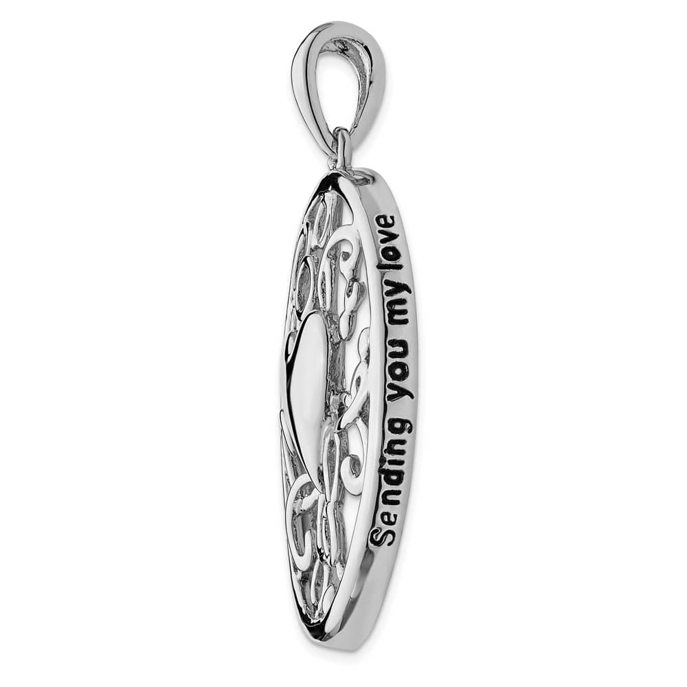 Sterling Silver Antiqued Sending You My Love Heart 18 inch Necklace