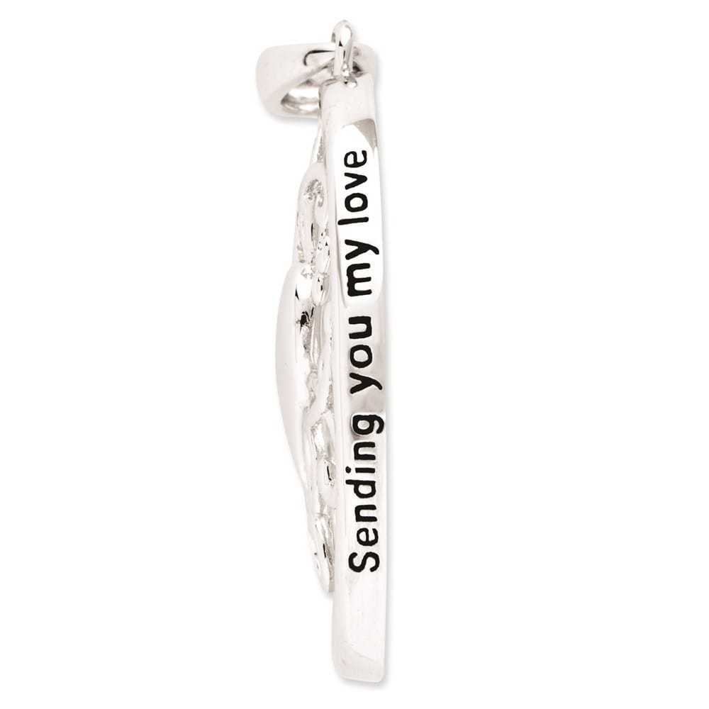 Sterling Silver Antiqued Sending You My Love Heart 18 inch Necklace