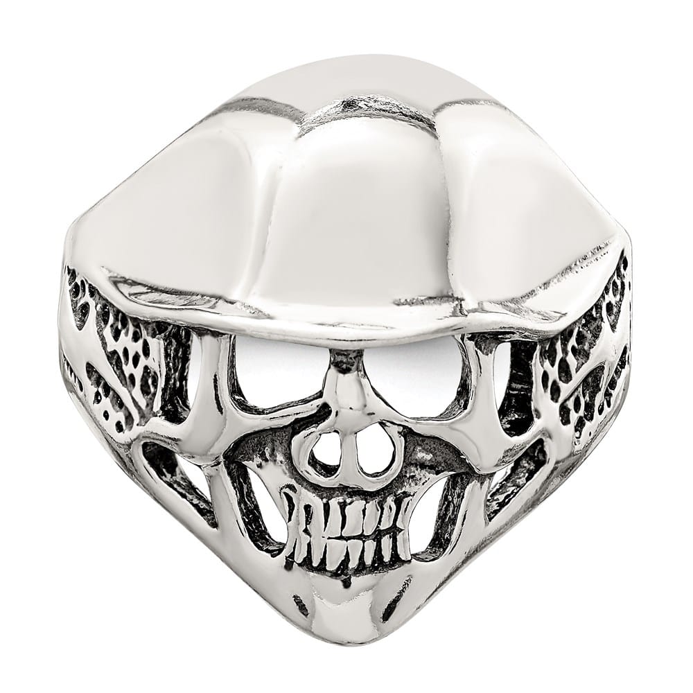 Sterling Silver Antiqued Skull Men's Ring