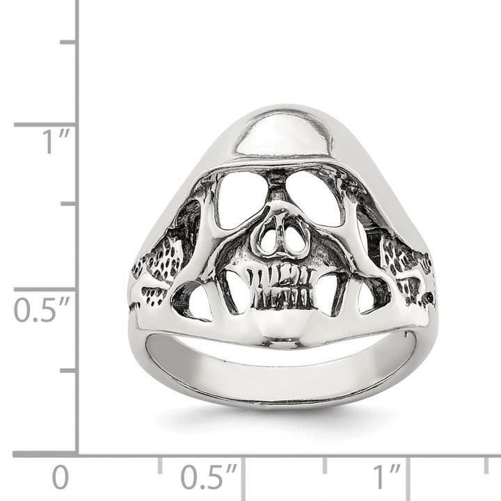 Sterling Silver Antiqued Skull Men's Ring