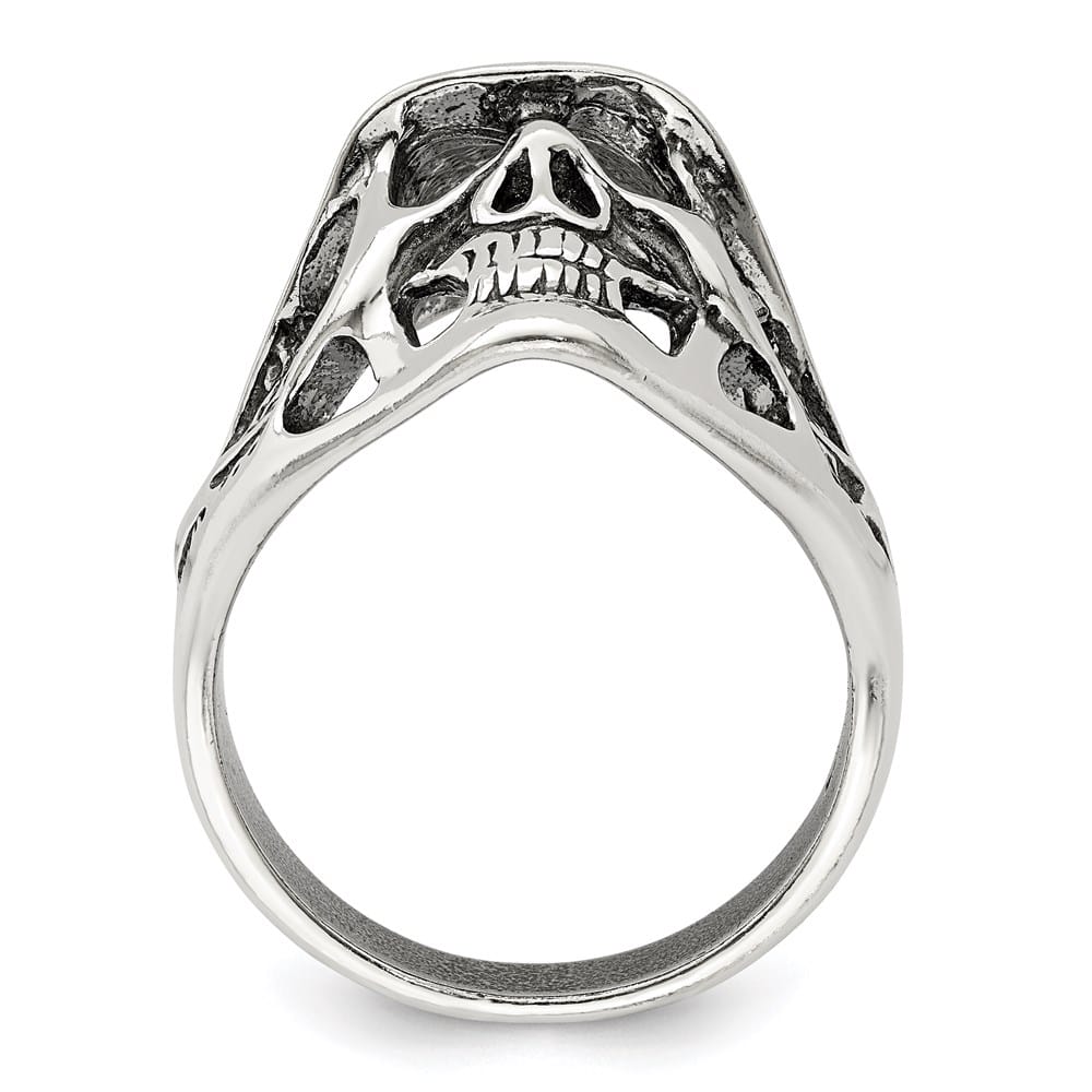Sterling Silver Antiqued Skull Men's Ring