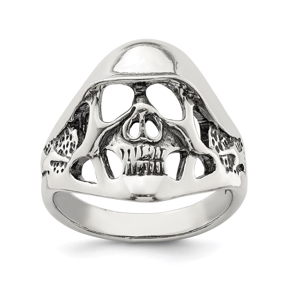 Sterling Silver Antiqued Skull Men's Ring