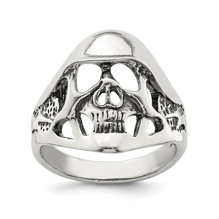 Sterling Silver Antiqued Skull Men's Ring