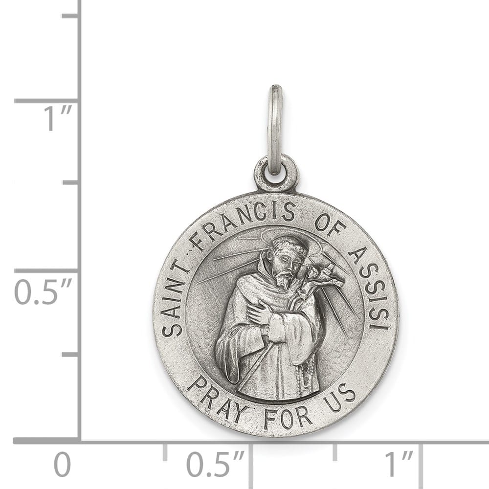 Sterling Silver Antiqued St. Francis of Assisi Medal