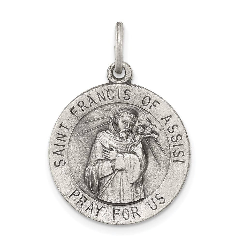 Sterling Silver Antiqued St. Francis of Assisi Medal