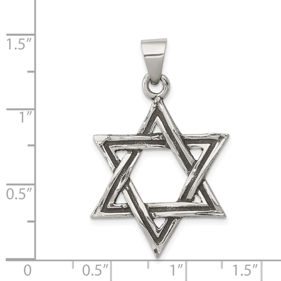 Sterling Silver Antiqued Star of David Pendant
