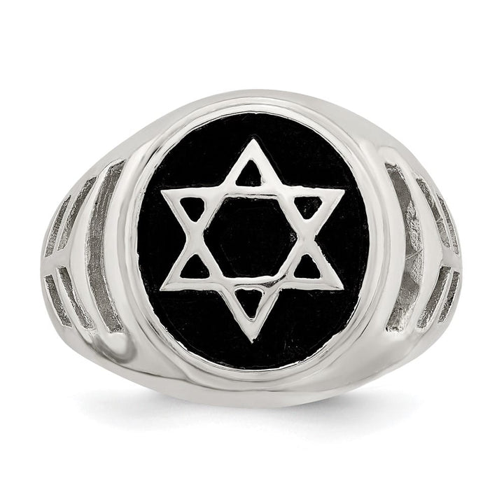 Sterling Silver Antiqued Star of David Ring
