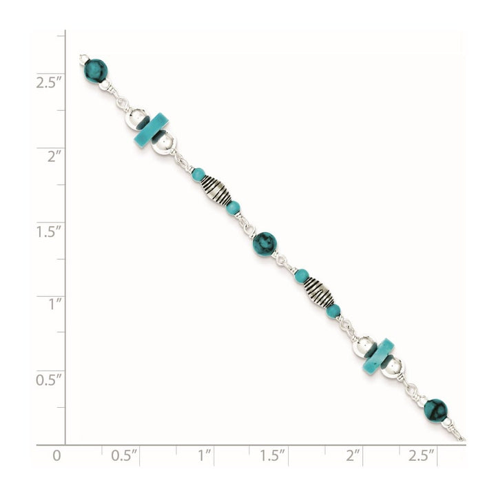 Sterling Silver Antiqued Turquoise Beaded Anklet