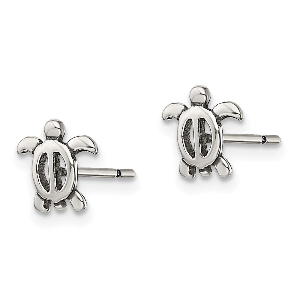 Sterling Silver Antiqued Turtle Post Earrings, view 2 of 4