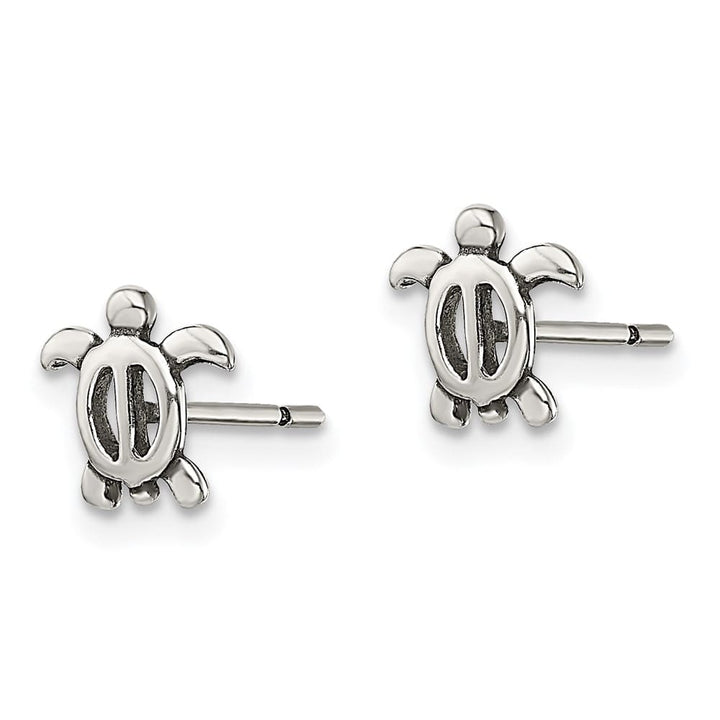 Sterling Silver Antiqued Turtle Post Earrings, view 2 of 4