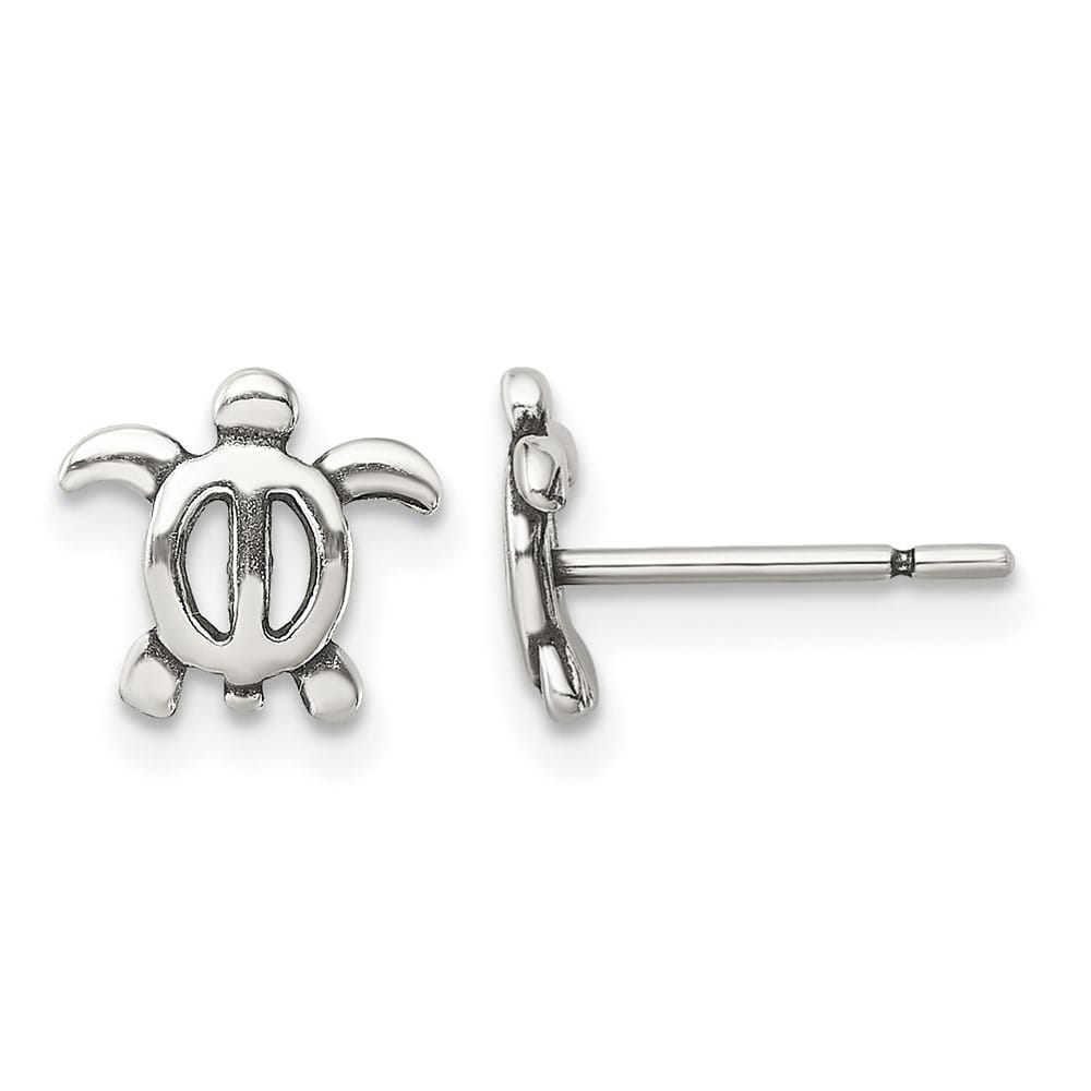 Sterling Silver Antiqued Turtle Post Earrings, view 1 of 4